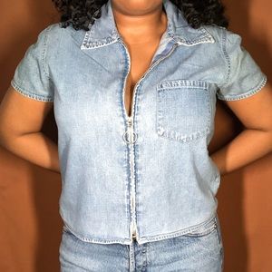 Vintage Denim Zip Top